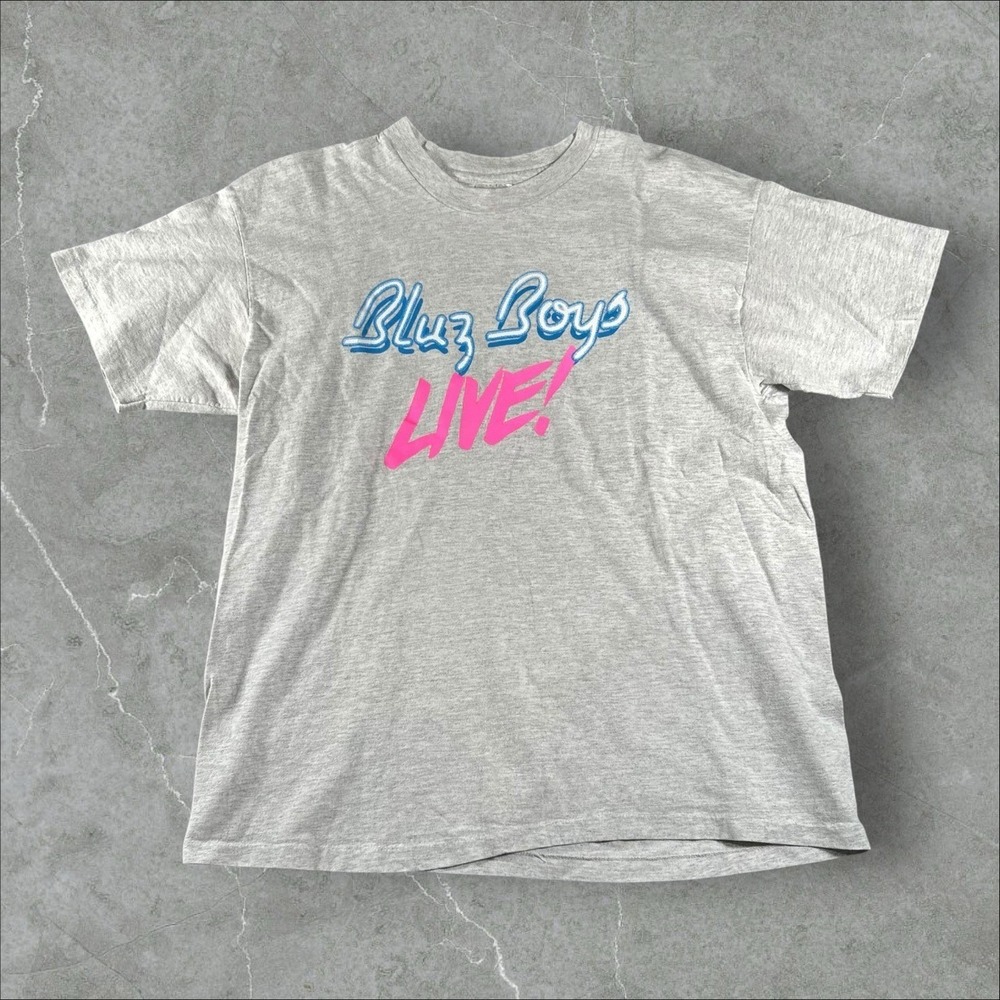 Vintage Bluz Boys Shirt Mens XL Heather Grey Hanes Band Tee Concert Retro R&B